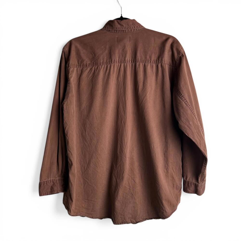 Vintage Brown Cotton Long Sleeve Button Down Shirt - Picture 2 of 3